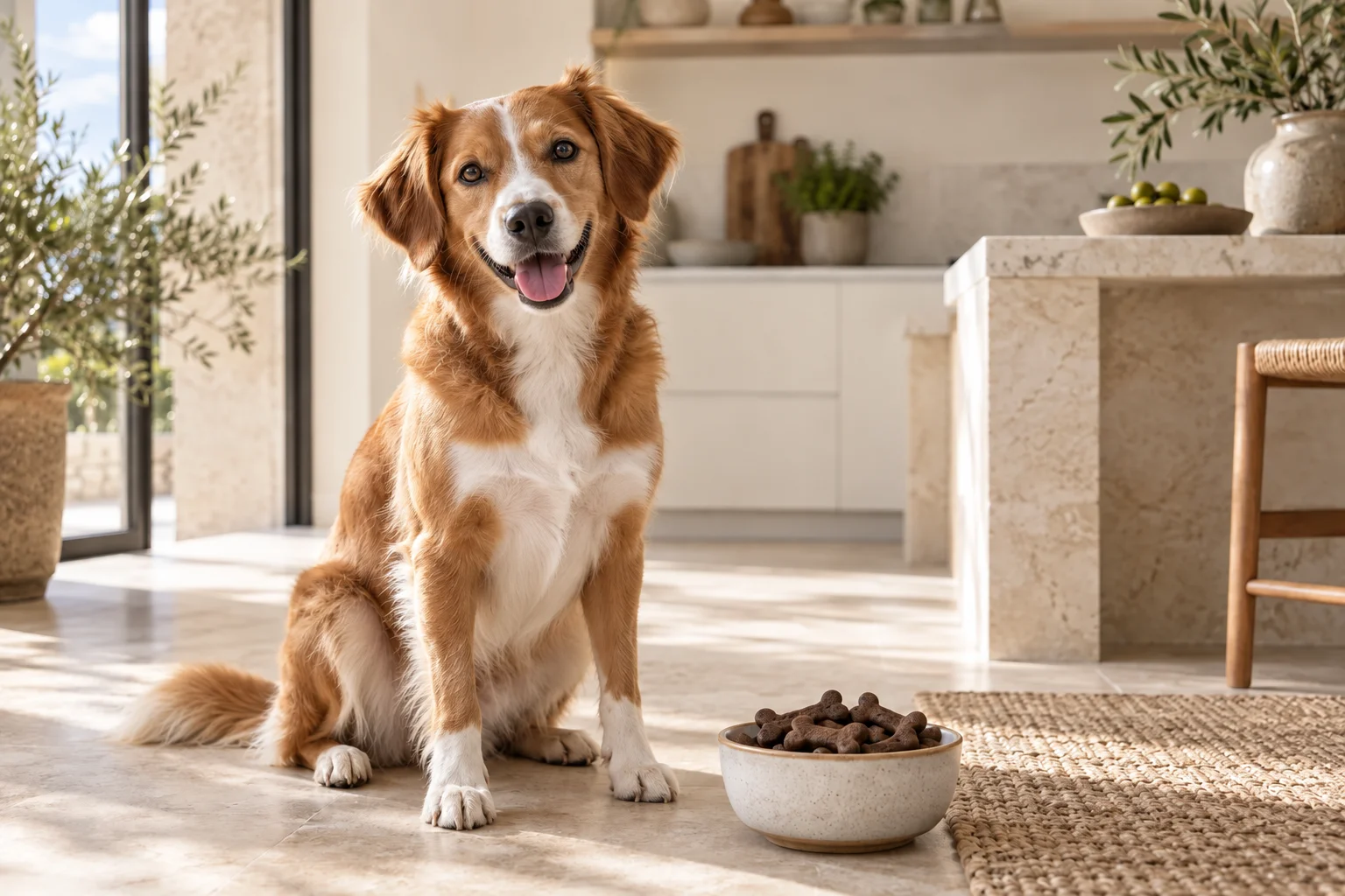 Dog with carob pet treats